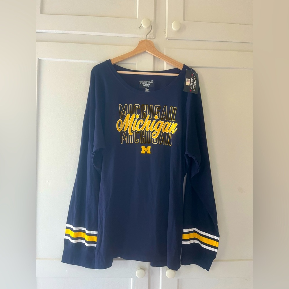 NWT University of Michigan Long Sleeve Shirt Women’s 2X Profile Varsity